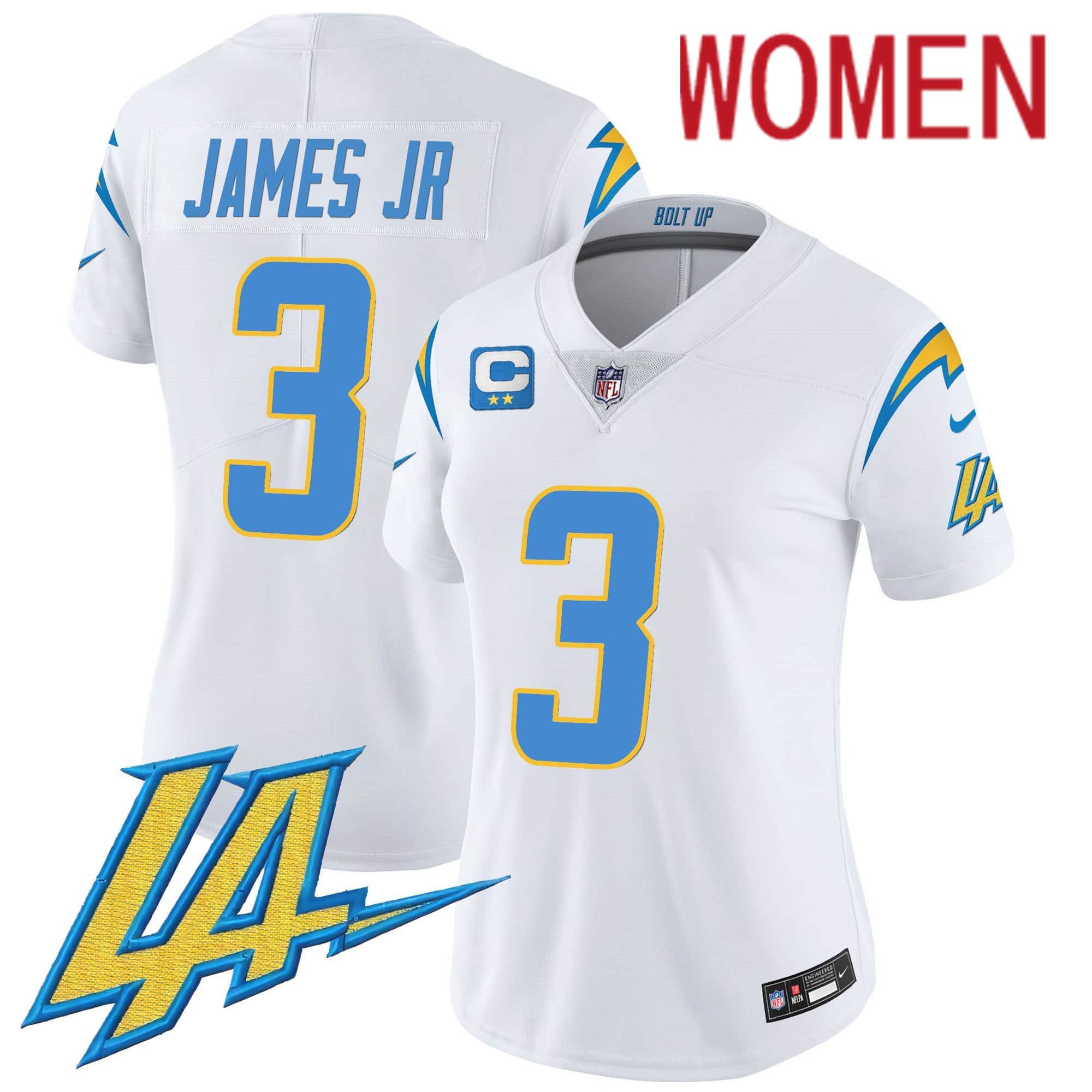 Women Los Angeles Chargers 3 James jr White 2024 Nike Vapor Limited NFL Jersey